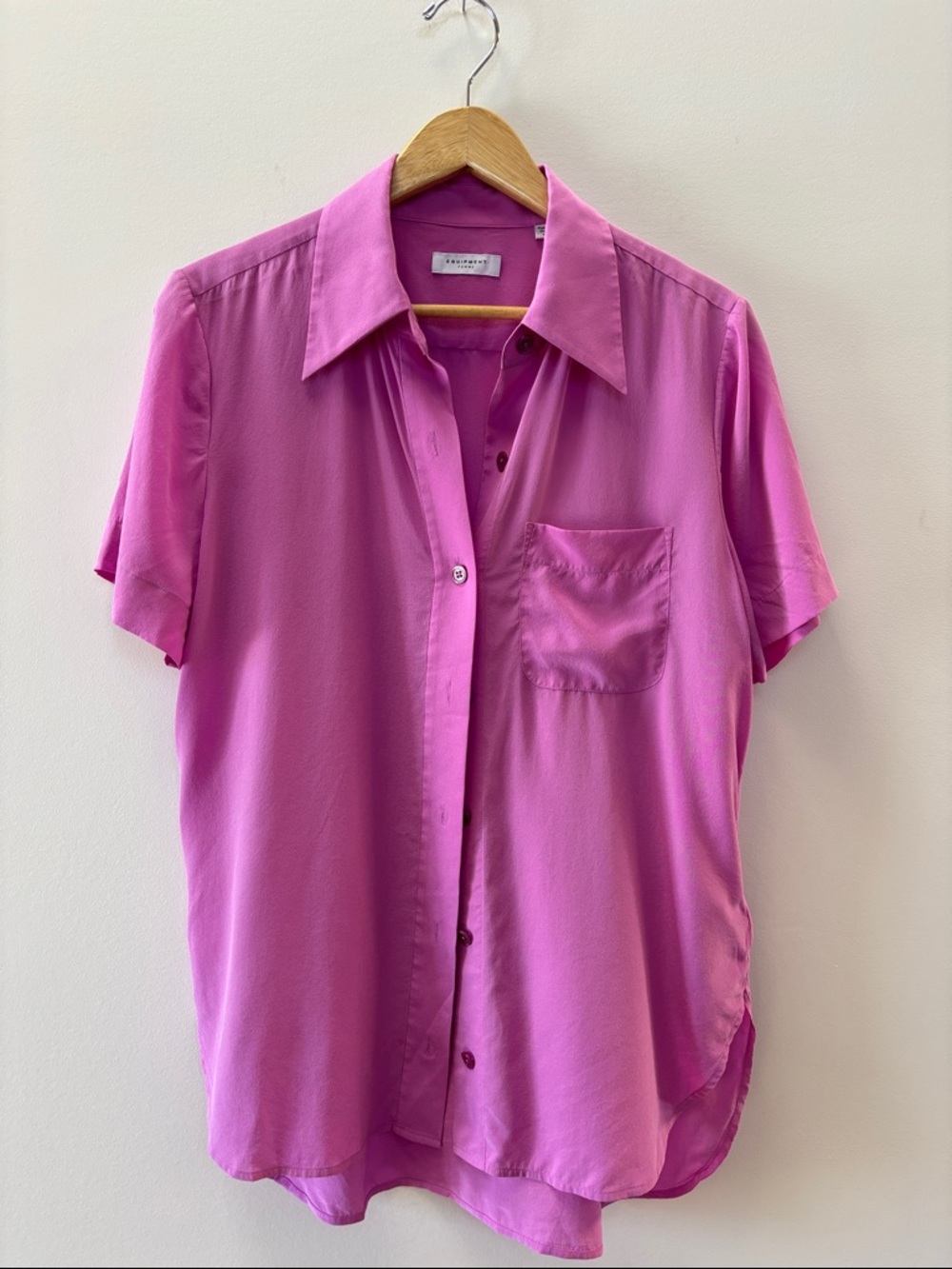 Equipment Silk Button-Down Shirt in Bright Pink